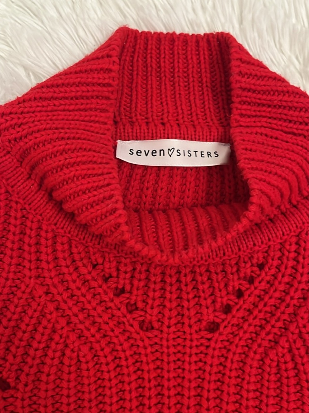 Seven Sisters Red Cowl Neck Knit Sweater